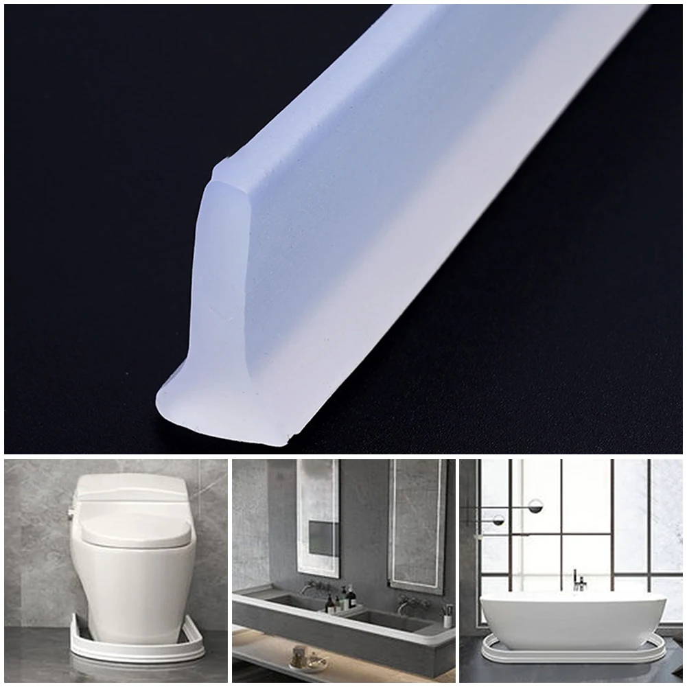 1pc 1-3M Bathroom Water Stopper Silicone Retaining Strip Water Shower Dam Flood Barrier Dry And Wet Separation Blocker