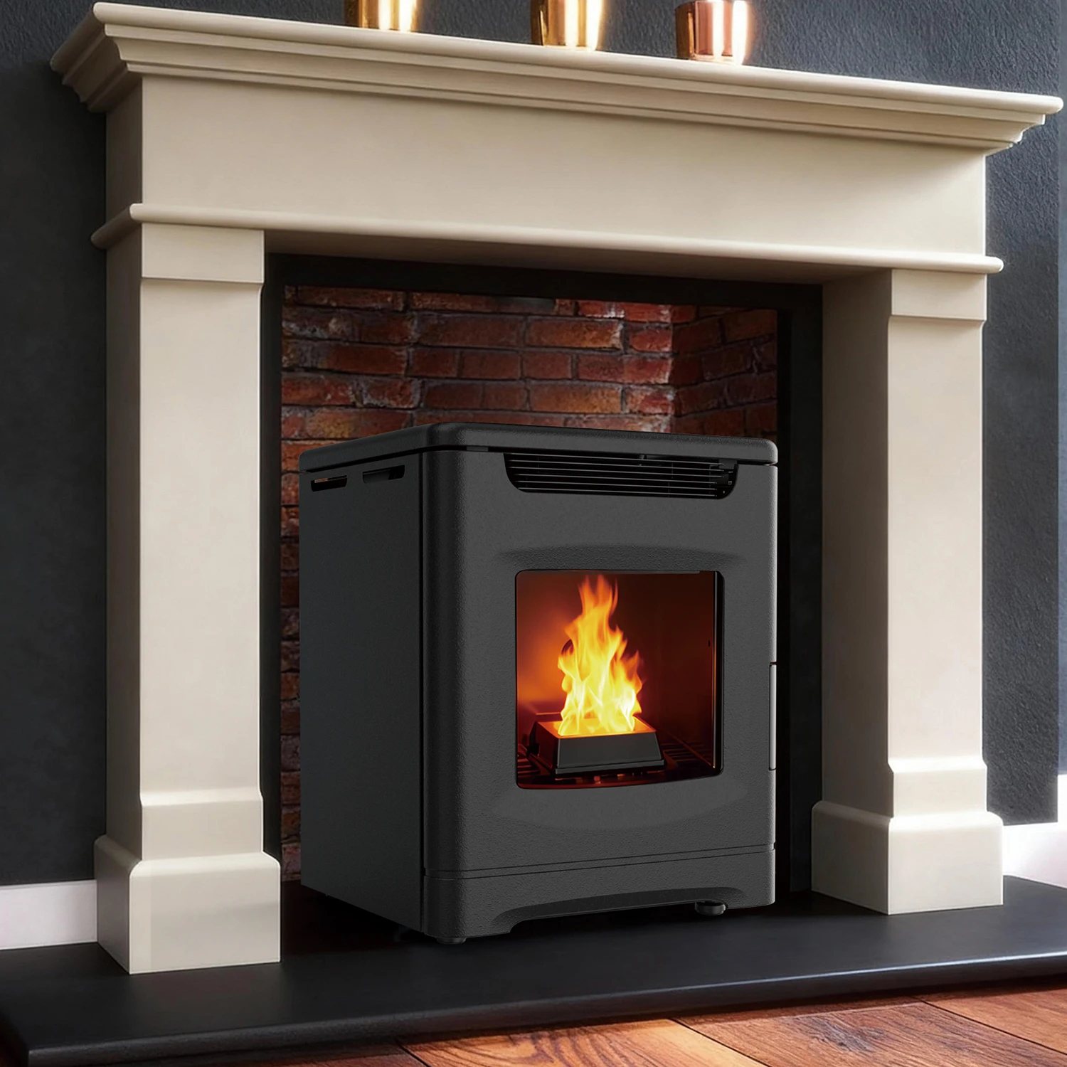 CAST IRON  Wifi Wood Pellet Stove with Remote Control Tiny Pellet Stove