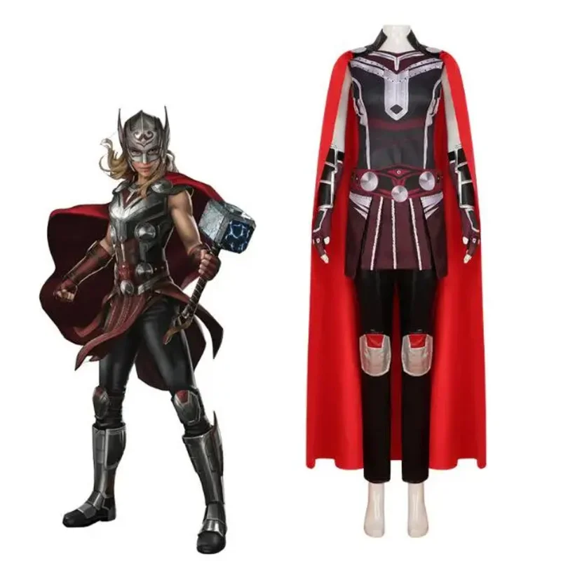 

2022 Thor4 Jane Foster Cosplay Costume Love and Thunder Halloween Party Women's Thor Cape and Uniform Outfits