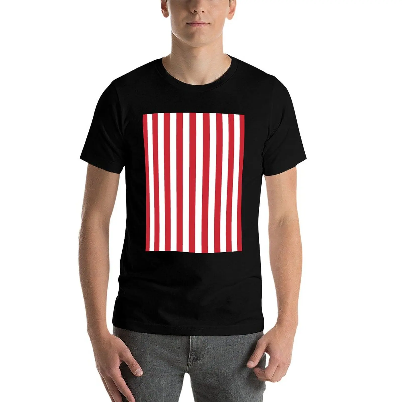 Red and white vertical stripes pattern T-Shirt t shirt man casual t shirt custom print