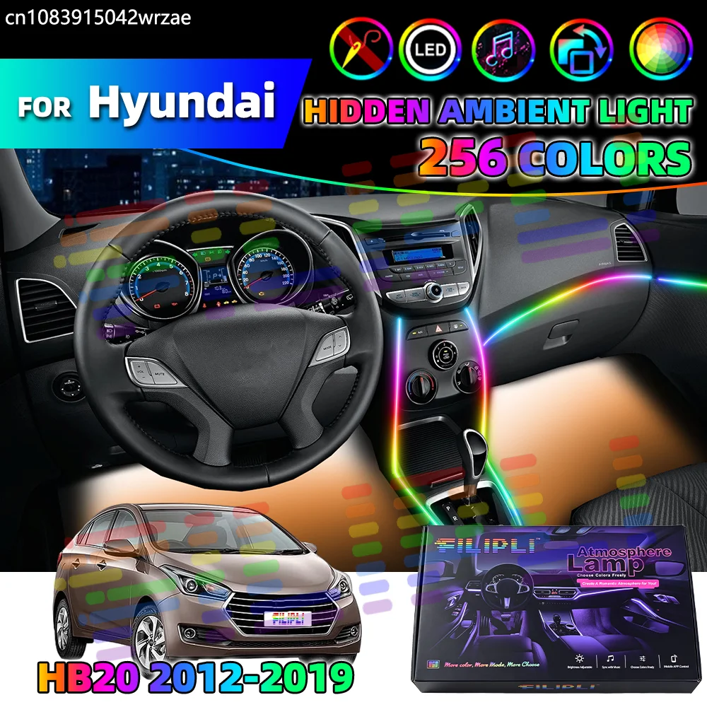 

For Hyundai HB20 2012-2019 2013 2014 2015 2016 2017 Car Acrylic LED Ambient Lamps Auto Interior Colorful Atmosphere Lights Strip
