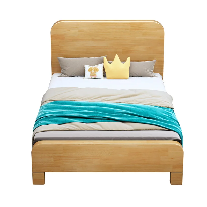

Solid wood bed single, log simple emical storage high box bed