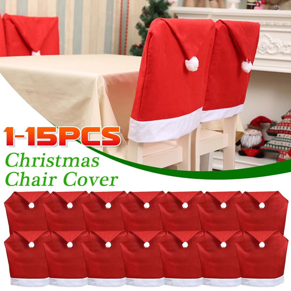 

1-15PCS Christmas Chair Cover Decorative Dining Chairs Cover Santa Hat Chair Back Cover Party Supplies Christmas Decoration 2024