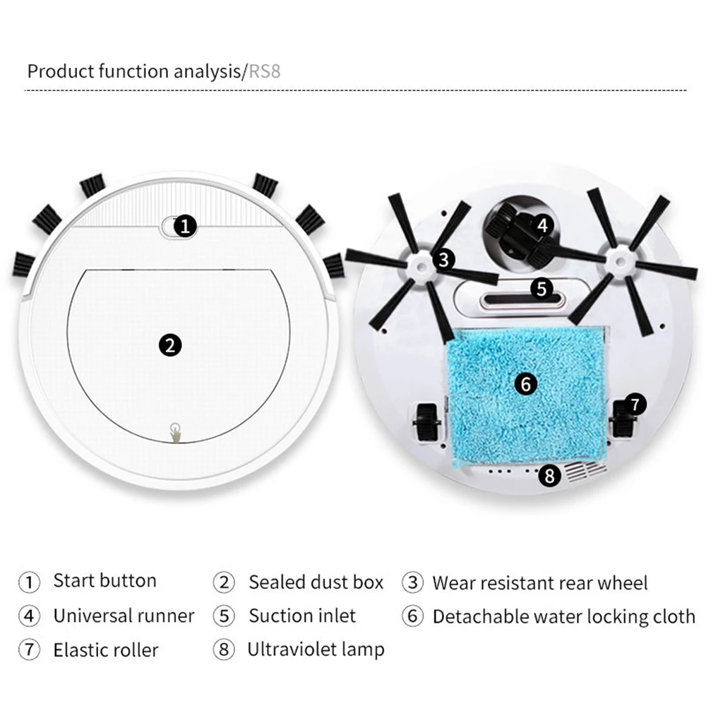 Sweeper Robot Vacuum Cleaner With App Control, Robotic Cleaner Strong Suction, Slim, Low Noise, Ideal for Pet Hair Hard Floor