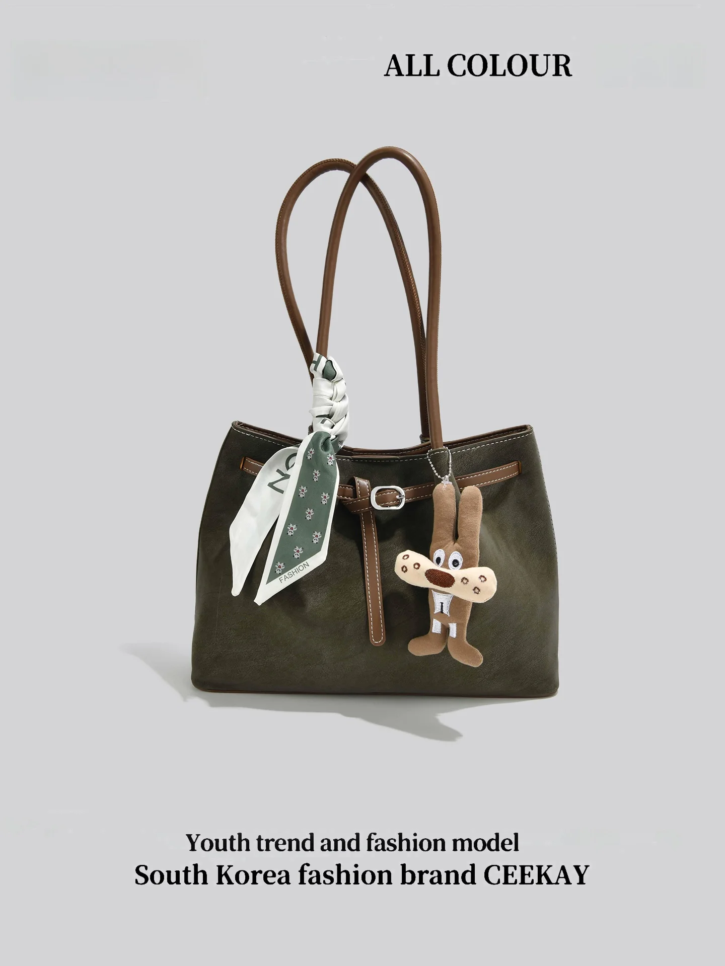 Ceekay Original Retro Mural Tote Bag Women's Large Capacity Commuter Single Shoulder Bag Cartoon Pendant Fashionable Women's Bag