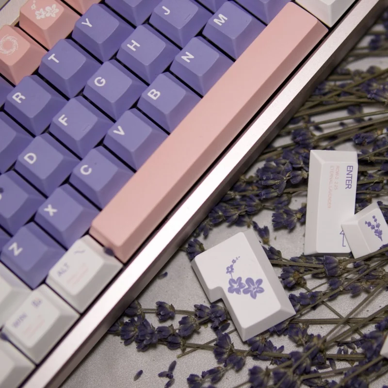 154 Keys/set Lavender Evening Primrose Keycaps PBT 5 Sides Dye Subbed Key Caps For MX Switches Mechanical Cherry Profile