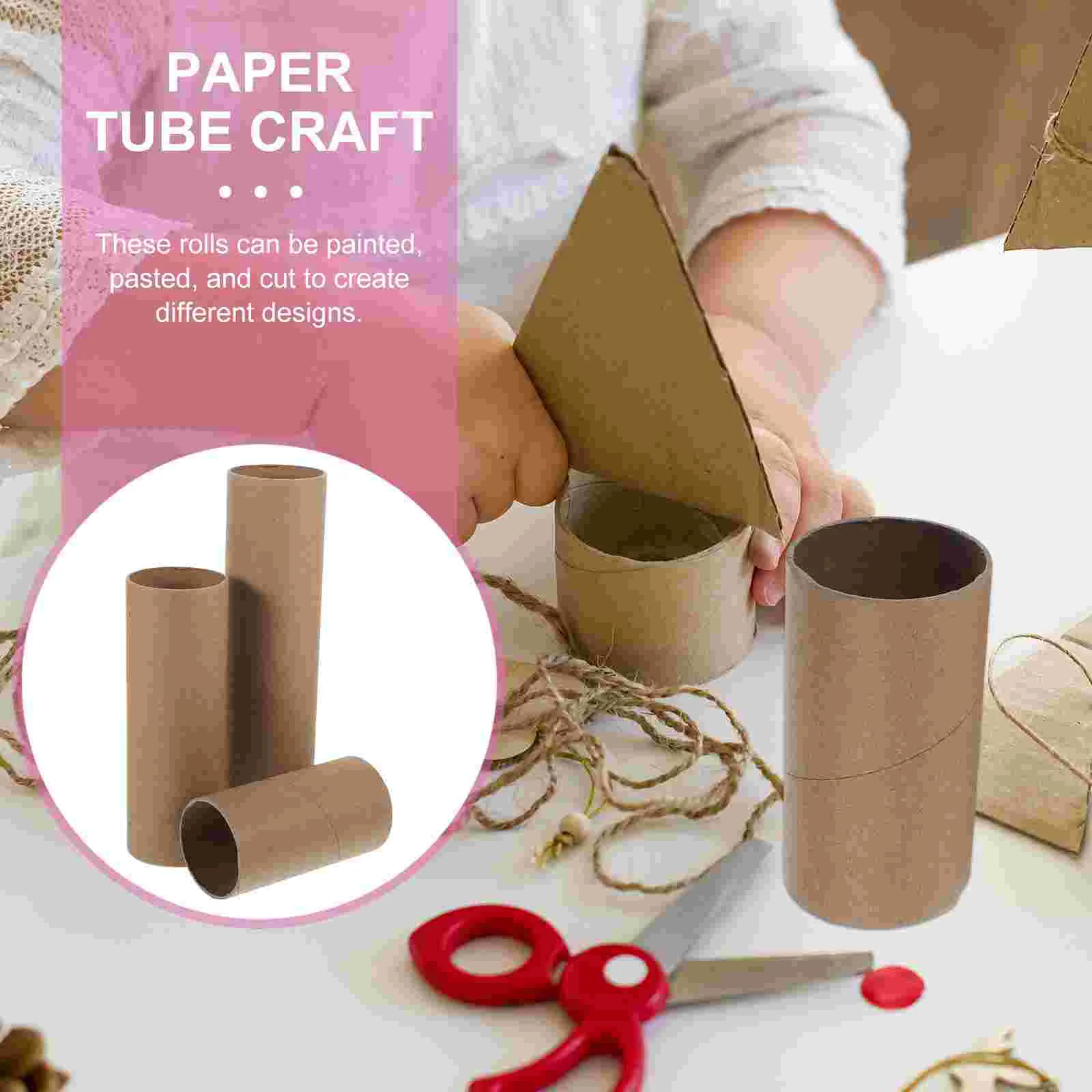 18 Pcs Handmade Paper Tube Easel Tubes Tissue Bud Vase Poster Christmas Craft Supplies DIY Cardboard Round White Embryo