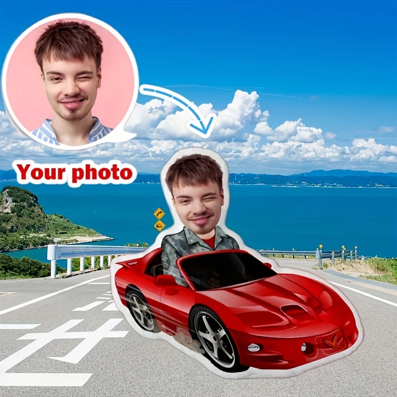Custom Sports Car Photo Pillow- Personalizable Double-Sided Printing, Equipped with Zipper Closure, Modern Home Decoration, Suit