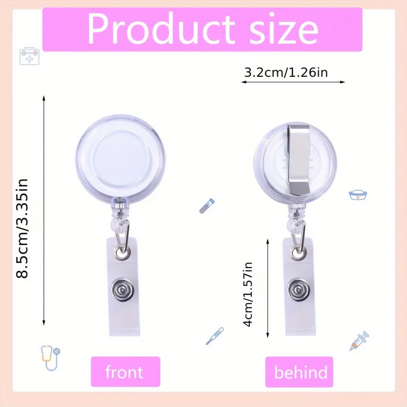 10 Durable Plastic ID Cardholder, With Adjustable Shoulder Straps - Round Design, Suitable for Work Permits and ID Cards, White
