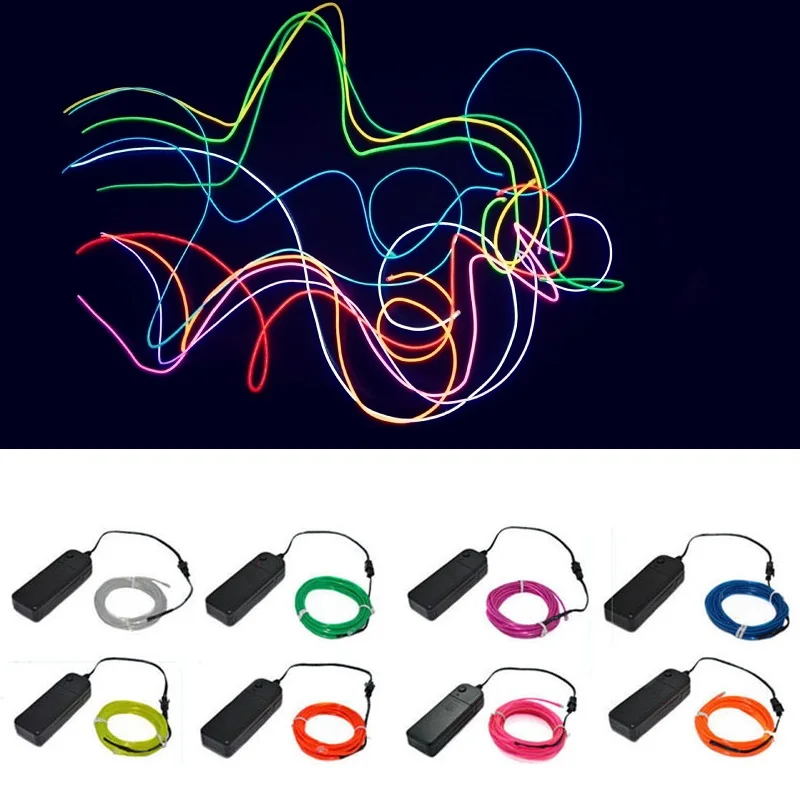 1m/3m/5m Flexible Neon Light Dance Party Decor Light Battery Neon LED lamp Flexible EL Wire Rope Tube Waterproof LED Strip Tape