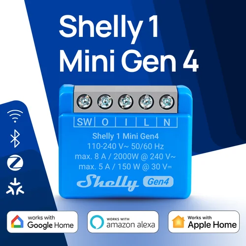 Shelly 1 Mini Gen4 Matter Smart Home Zigbee iot WiFi inteligente puerta de garaje Control de vida inteligente Alexa Google Home HomeKit