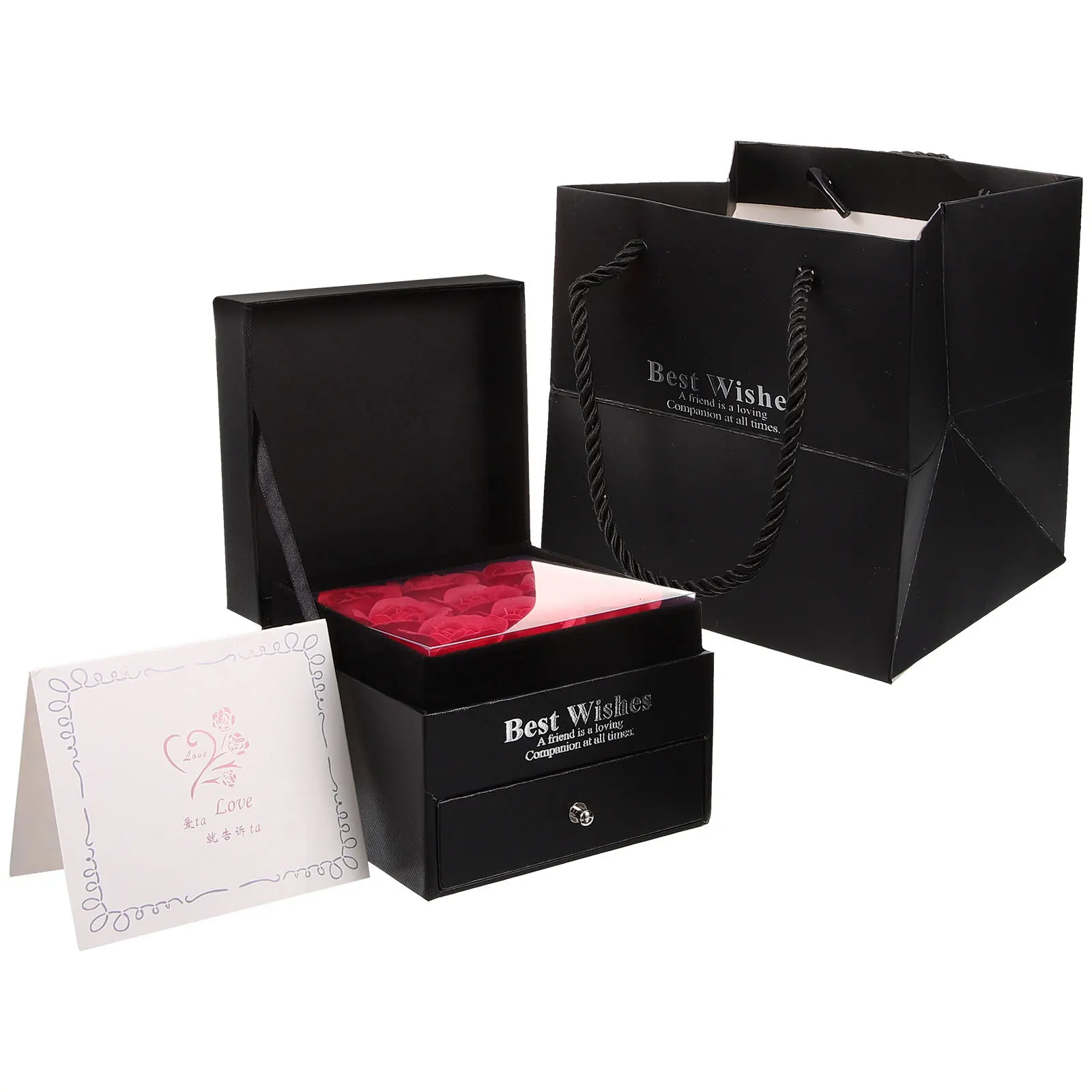 1Set Rose Drawer Jewelry Box Stylish Gift Packaging Container for Valentine's Day Birthday Wedding Eternal Flower Gift Box - Image 4