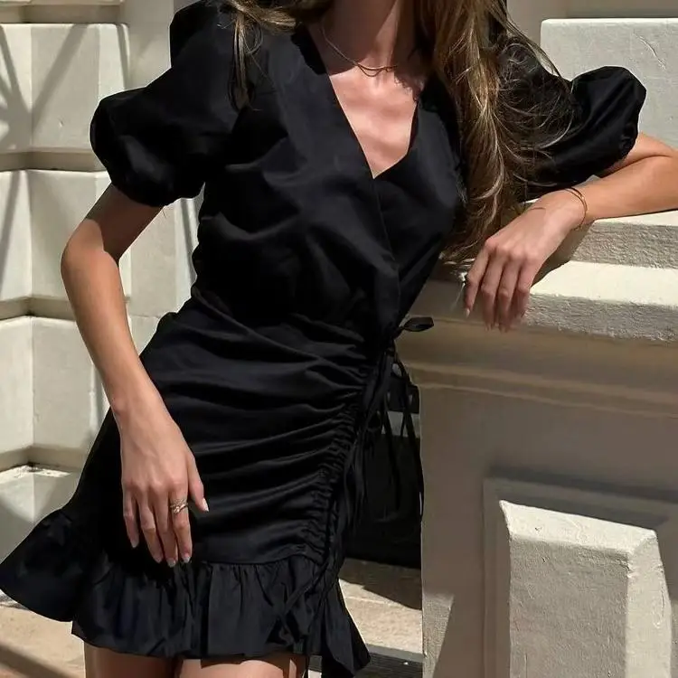 Sexy v-ne bulle Sve Dstring taille haute Dr nouveau Sle dentelle garniture trajet coton ort Sve a-ligne été Dr