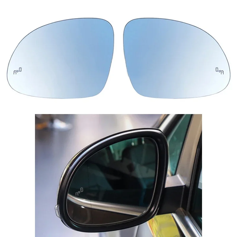 Heated Blind Spot Warning Side Mirror Glass For VW Tiguan 2009-2016 Sharan 2012-2019 Skoda Yeti 2014-2017 White Wing Rear