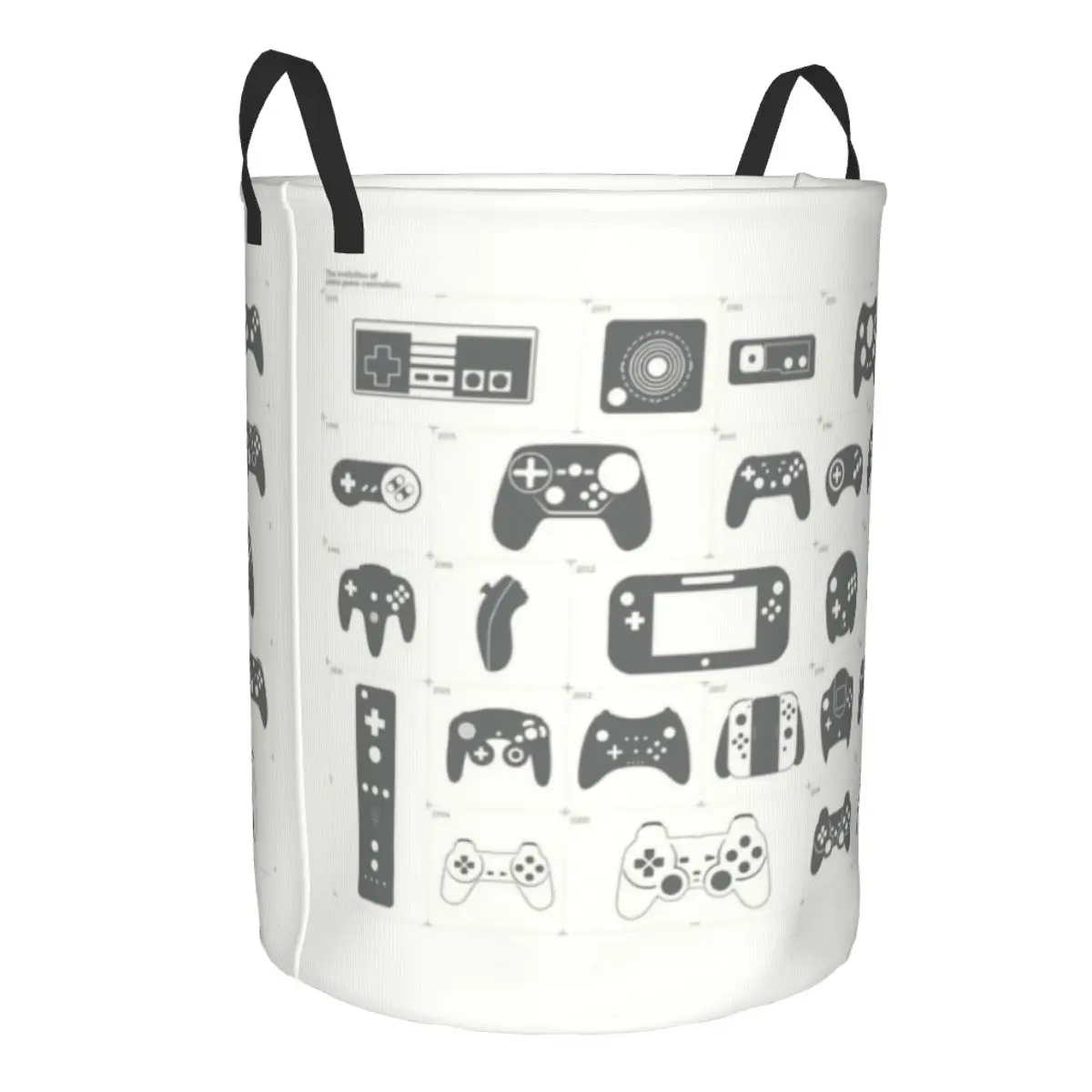 The Evolution Of Video Game Controllers Laundry Basket Collapsible Gamer Lover Clothes Hamper for Nursery Kids Toys Storage Bag