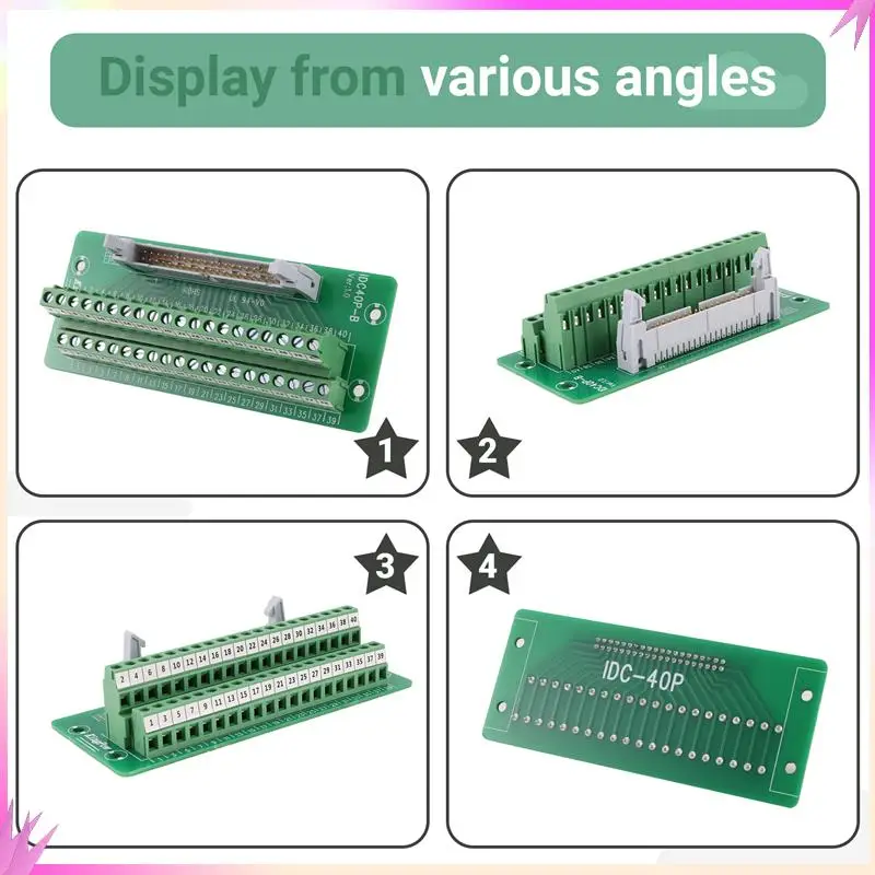 

B50C IDC40P 40-контактная соединительная плата, разъем клеммной колодки, интерфейс ПЛК с кронштейном, для ПЛК, крепление на DIN-рейку