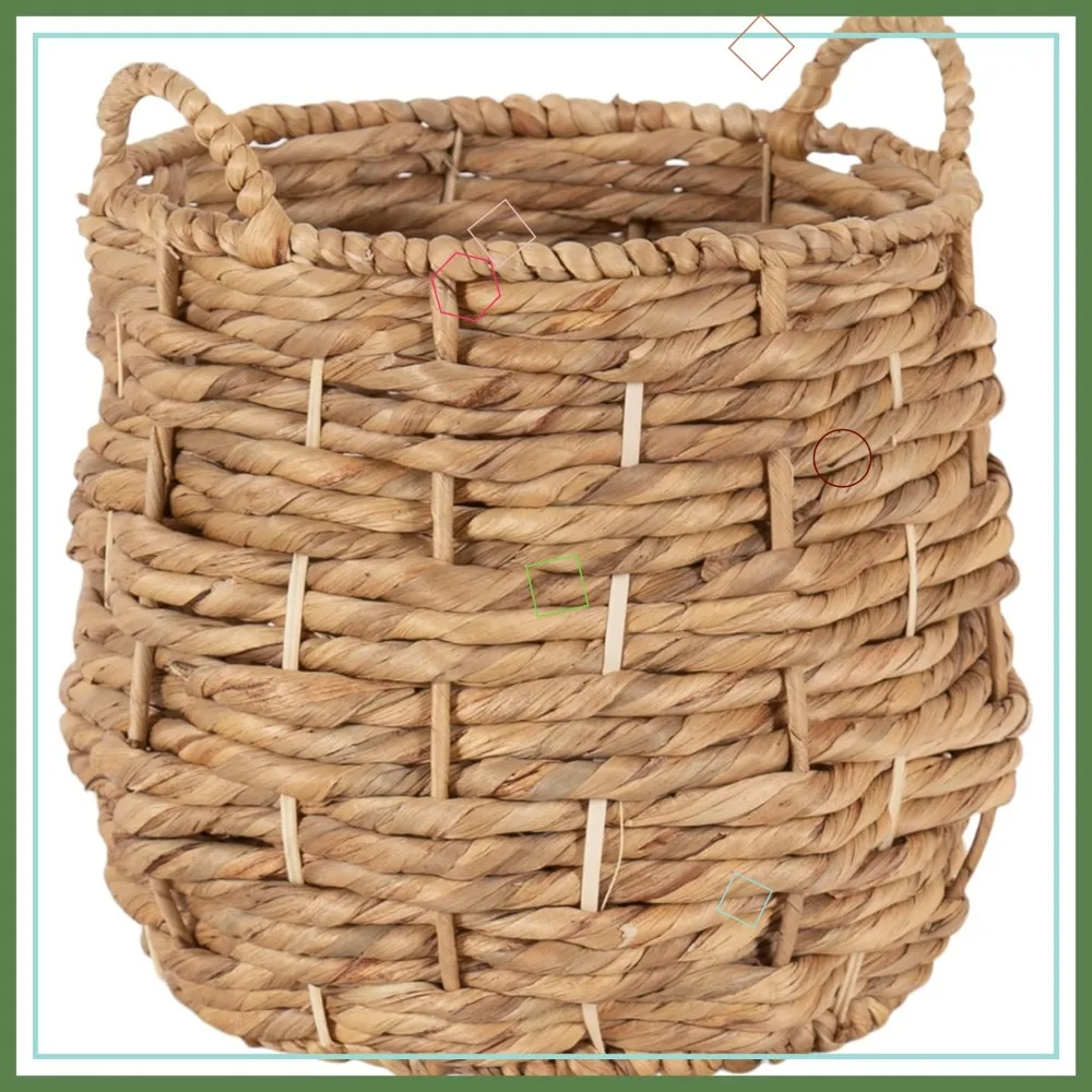 

Modern Woven Storage Basket, Natural Water Hyacinth, Boho Style for Nursery, Laundry, Living Room Decor