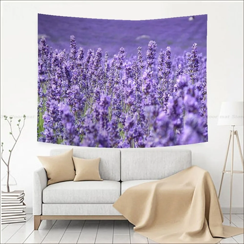 Purple Lavender Flowers  Tapestry Anime Tapestry Hanging Tarot Hippie Wall Rugs Dorm Wall Hanging Sheets