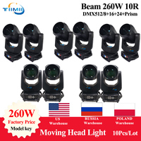 0 Tax 10PCS Lyre Beam 10R 260W Moving Head Beam Light Sharpy Beam 260W Move Head Gobo Stage Wash Beam Super Bright Dj Flightcase