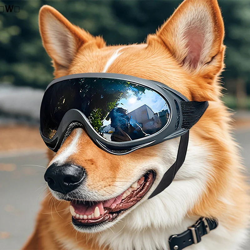 〔W〕Dog Goggles Medium Large Breed Dog Sunglasses Adjustable Straps UV Protection Eyewear For Dog Puppy Outdoor Riding Driving