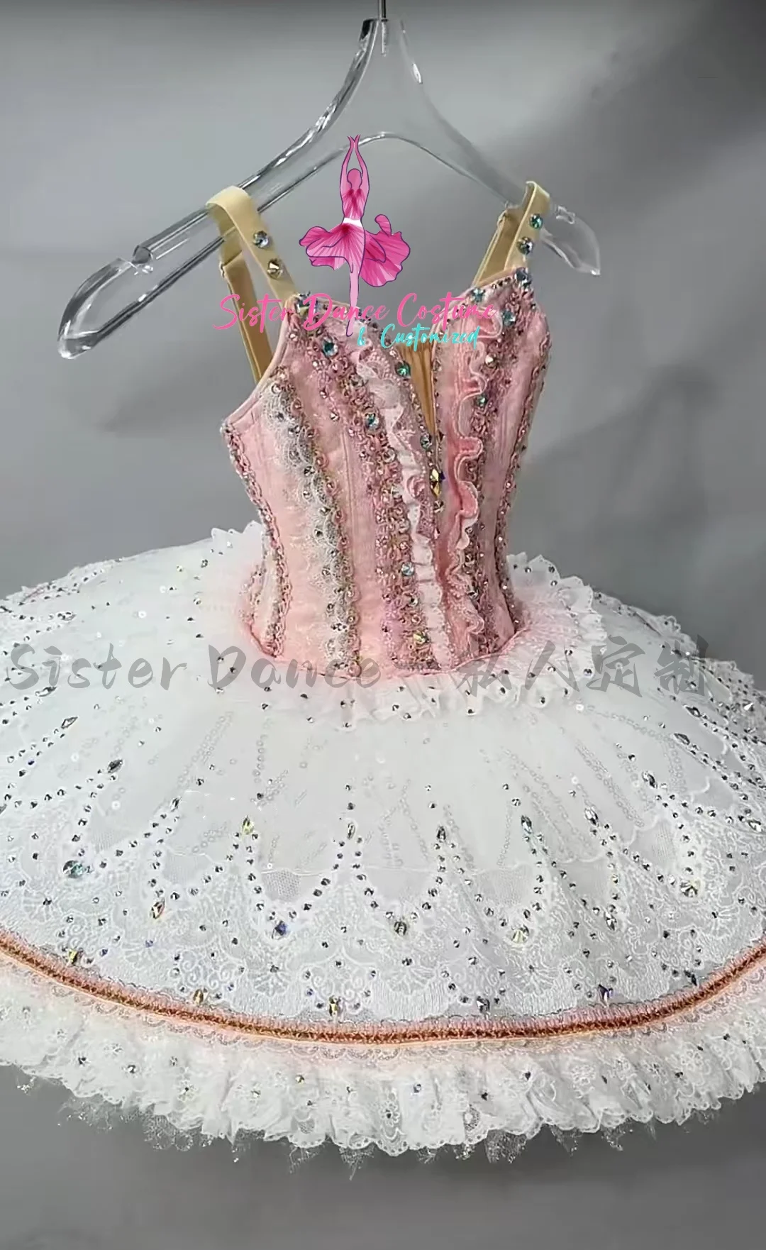 2024 New Pink doll Variations tutu Private custom children's women pink performance competition dress