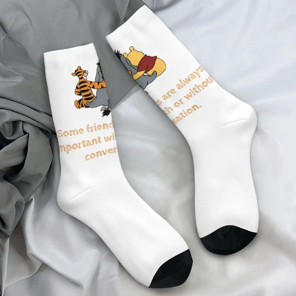 Men Socks Pooh Bear   together Stockings Autumn Elegant Soft Socks Pattern Running Sports Non Slip Socks