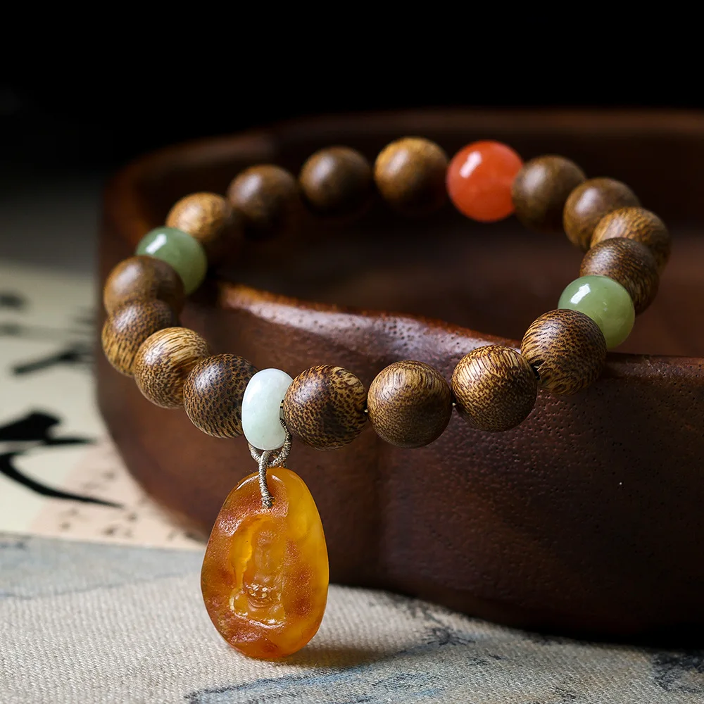 2026 on new green kenaf incense wood bracelet Wenchuan beeswax no-phase Buddha Chinese style bracelet