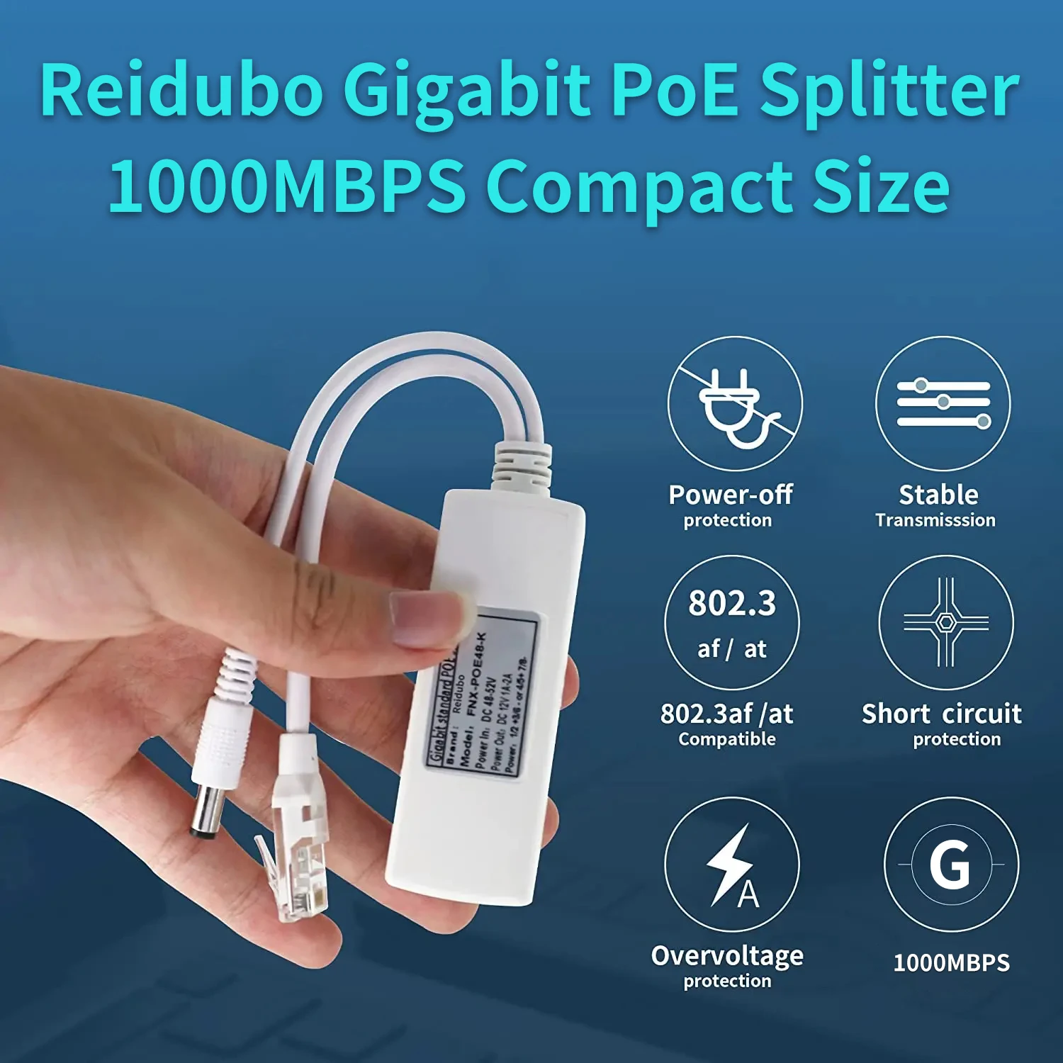 Gigabit Poe Splitter Adapter Injector,12V 2a Uitgang, 5.5X2.1Mm Dc, Ieee 802. 3af/At, Geschikt Voor Ip Camera 'S, Ip Telefoons, Ect, 2 Stuks