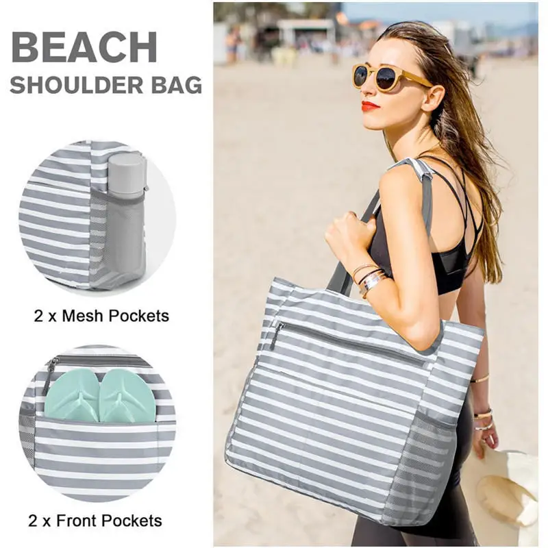 

Summer New Beach Tote Bag Large Size Waterproof And Sand Proof Foldable Large Capacity Foldable Portable Handheld Storage Bag