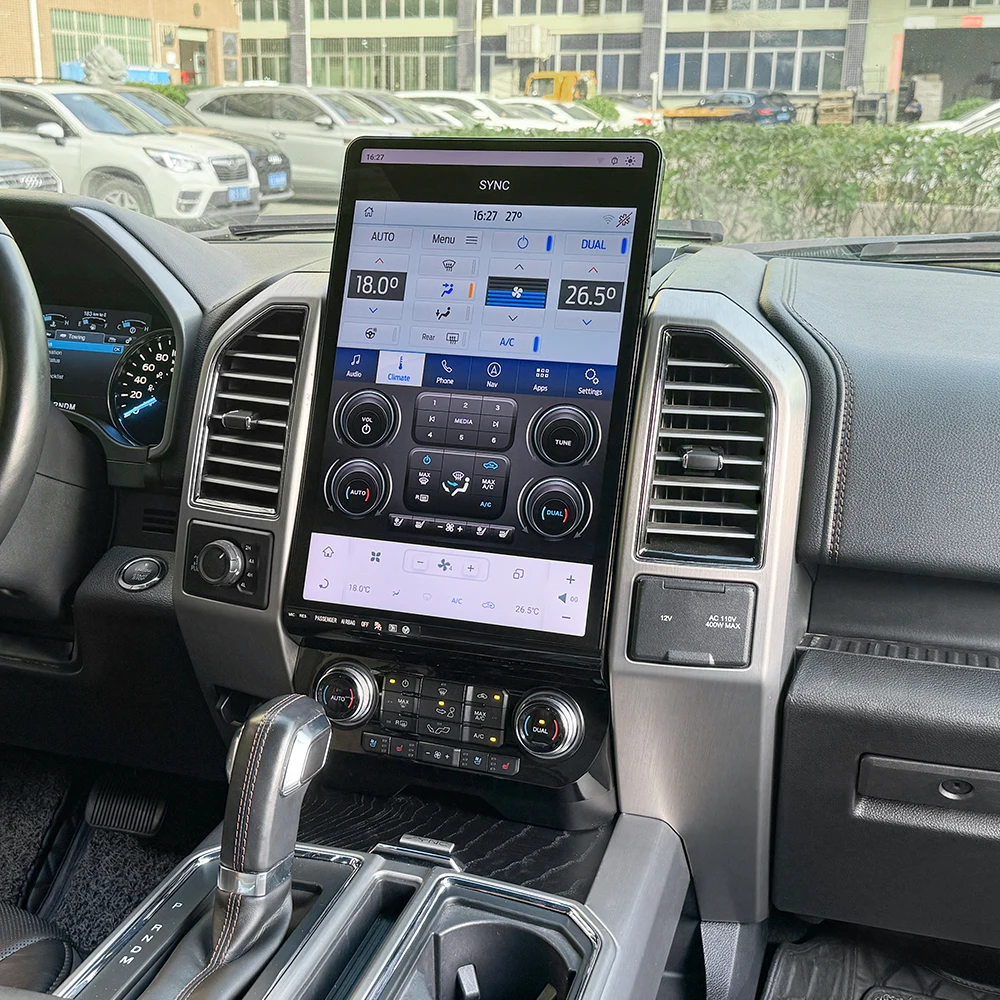 تسلا نمط أندرويد 14 السيارات Carplay 16.8 "مشغل وسائط متعددة لفورد F-150 2015-2021 F150 راديو السيارة لتحديد المواقع والملاحة رئيس وحدة DSP