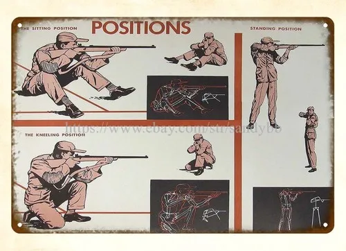 Gun Firing Positions Training Hunting Safety Poster metal tin sign man cave wall