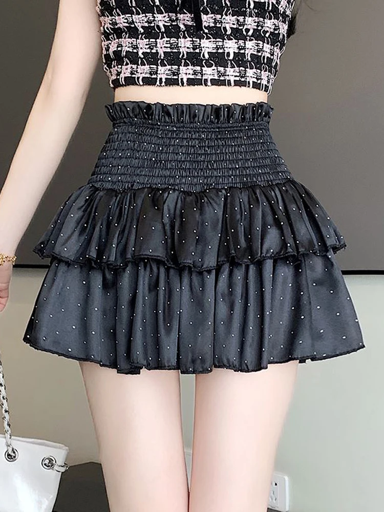 Streetwear Y2k Ruffles Pink Mini Skirts Women Sweet Kawaii High Waist A Line Skirt Summer Korean Fashion Black Ball Gown Skirts