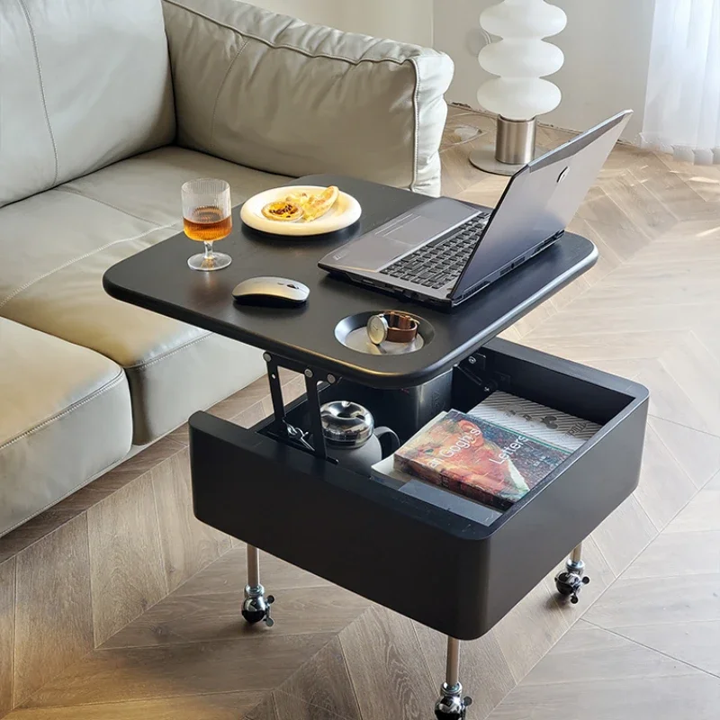 Simple solid wood multifunctional storage coffee table and living room