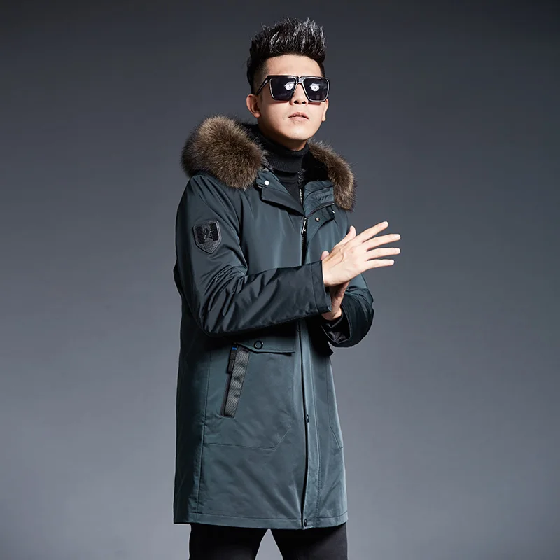 Thick 2023 Warm Mink Fur Liner Parka Men Autumn Winter Hooded Real Raccoon Fur Collar Jacket Male Abrigo Hombre Gxy1282