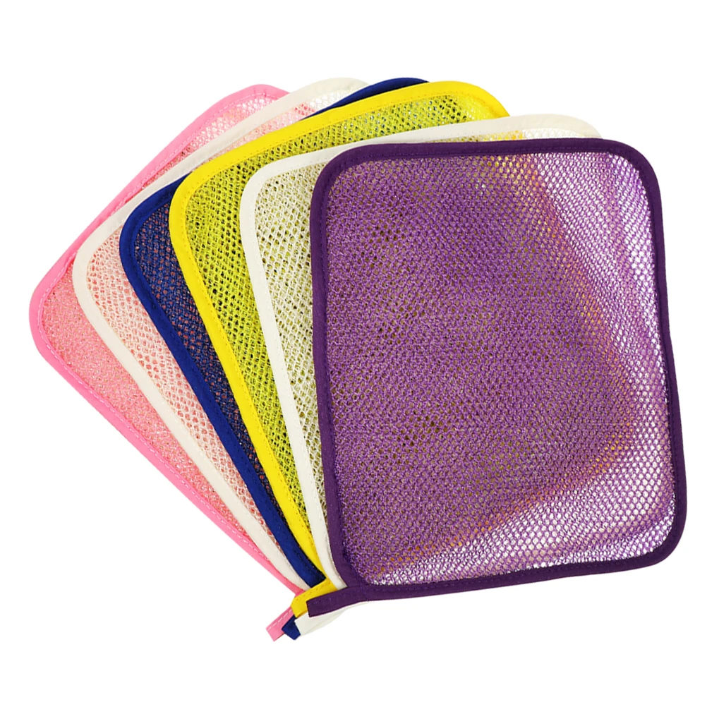 

6pcs Exfoliating Back Scrubber Bath Net Cloth Body Shower Towel Double Layer Nylon African Washing Mesh Smooth Skin Lightweight