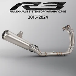 For Yamaha YZF R3 R25 MT03 Motorcycle Exhaust Escape Moto Stainless Steel Full Systems Front Middle Link Pipe Muffler