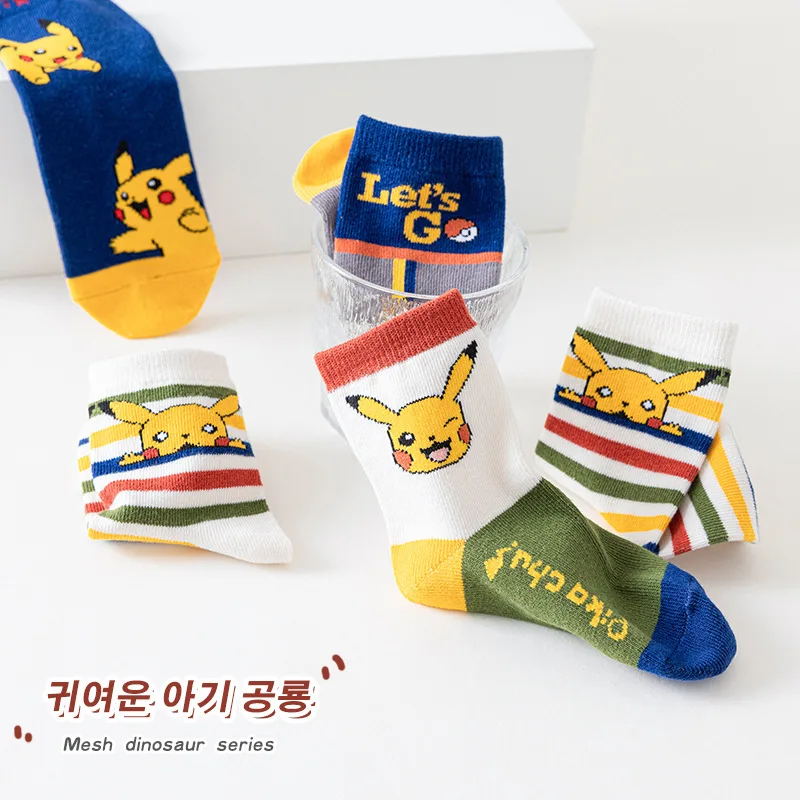 New Pikachu children's socks autumn and winter fashion fun leisure cartoon models combed cotton boys socks