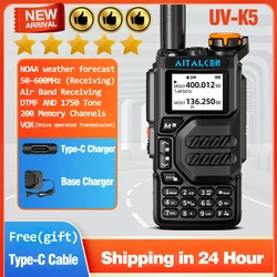 Quansheng Walkie Talkie UV-K5 Long Range Air Dual-Band 2-Way Radio 5W alta potência 1600mAh estação portátil livre TPYE-C Cabo 5R