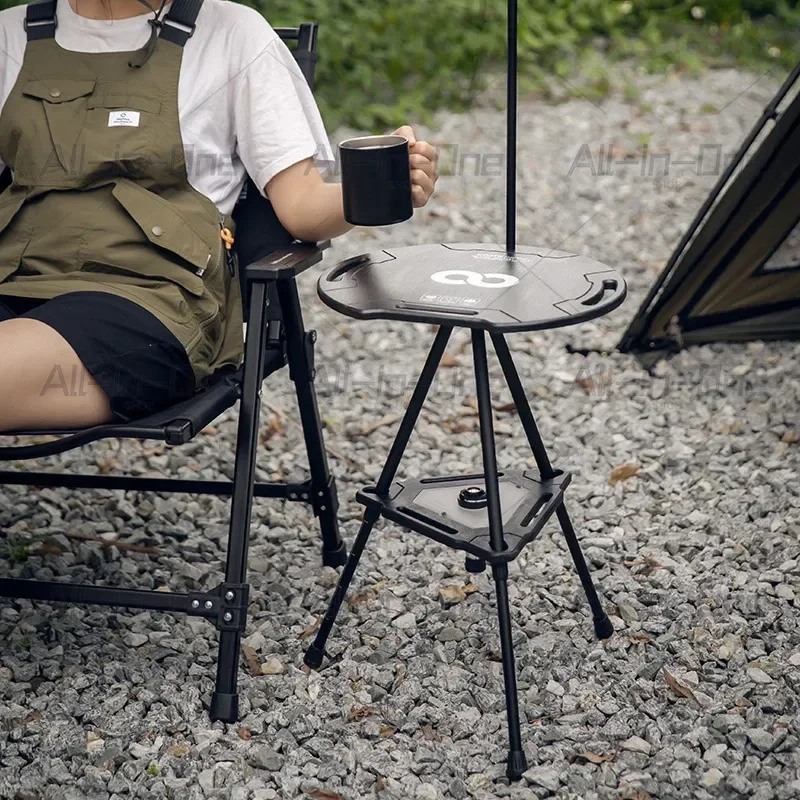 Outdoor Camping Tactical Corner Foldable Small Table - Multi-functional Round Table Lightweight Durable Camping Leisure  Table
