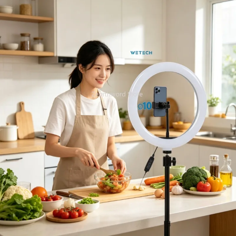 Luce ad anello dimmerabile da 10 pollici, luce circolare a LED con 3 modalità di colore, alimentazione USB, ideale per trucco, selfie, dirette video, registrazione video e fotografia.