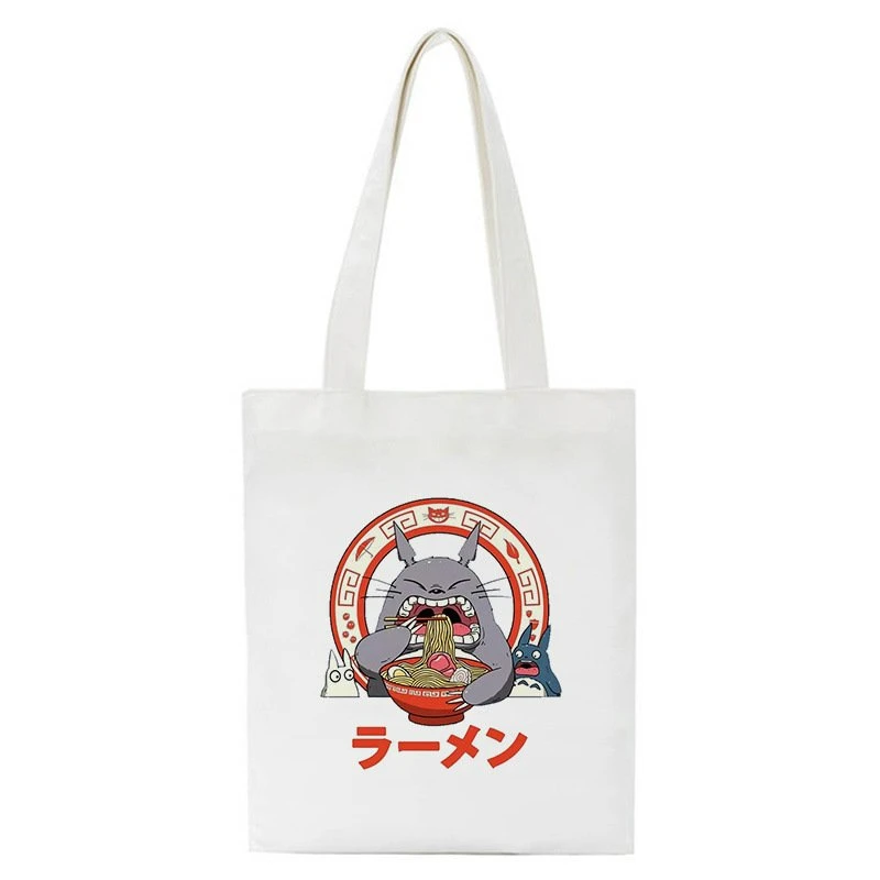 

Kawaii Totoro Spirit Cartoon Ladies Handbag Fashion Canvas Shoulder Bag Eco Large Capacity Shopping Bag Leisure Travel Schoolbag