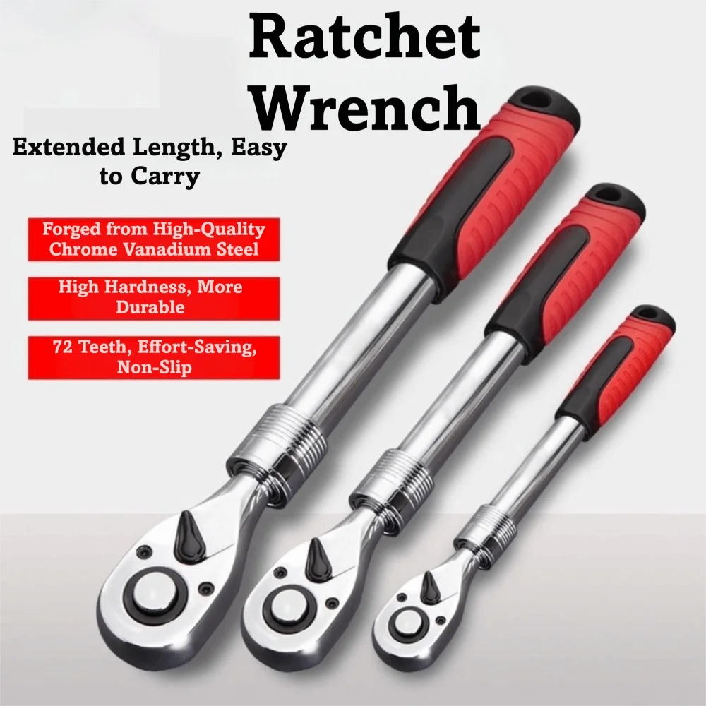 

72 Tooth Ratchet Wrench Carbon Steel Reversible Drive Flex Head Ratchet Save Effort Not Slippery Socket Wrench Hand Repair