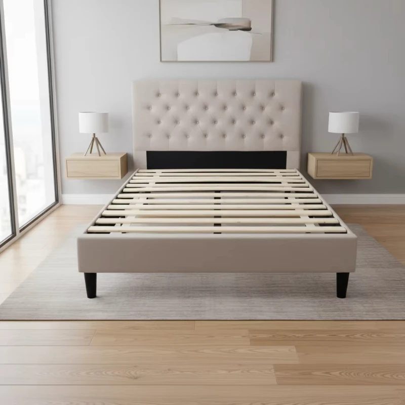 

Single bed with metal frame, suitable for family bedrooms, hotels, apartments