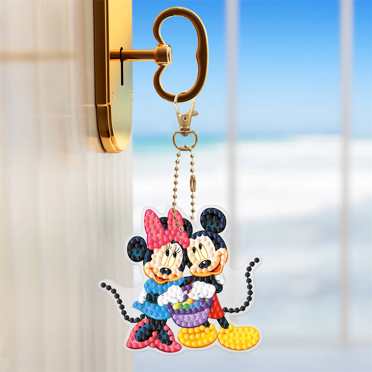 5d Diamond Painted Disney Keychain, Dy Mosaic Cross Embroidered Diamond Set, Handbag Pendant, Backpack Decoration, Keyring Gift