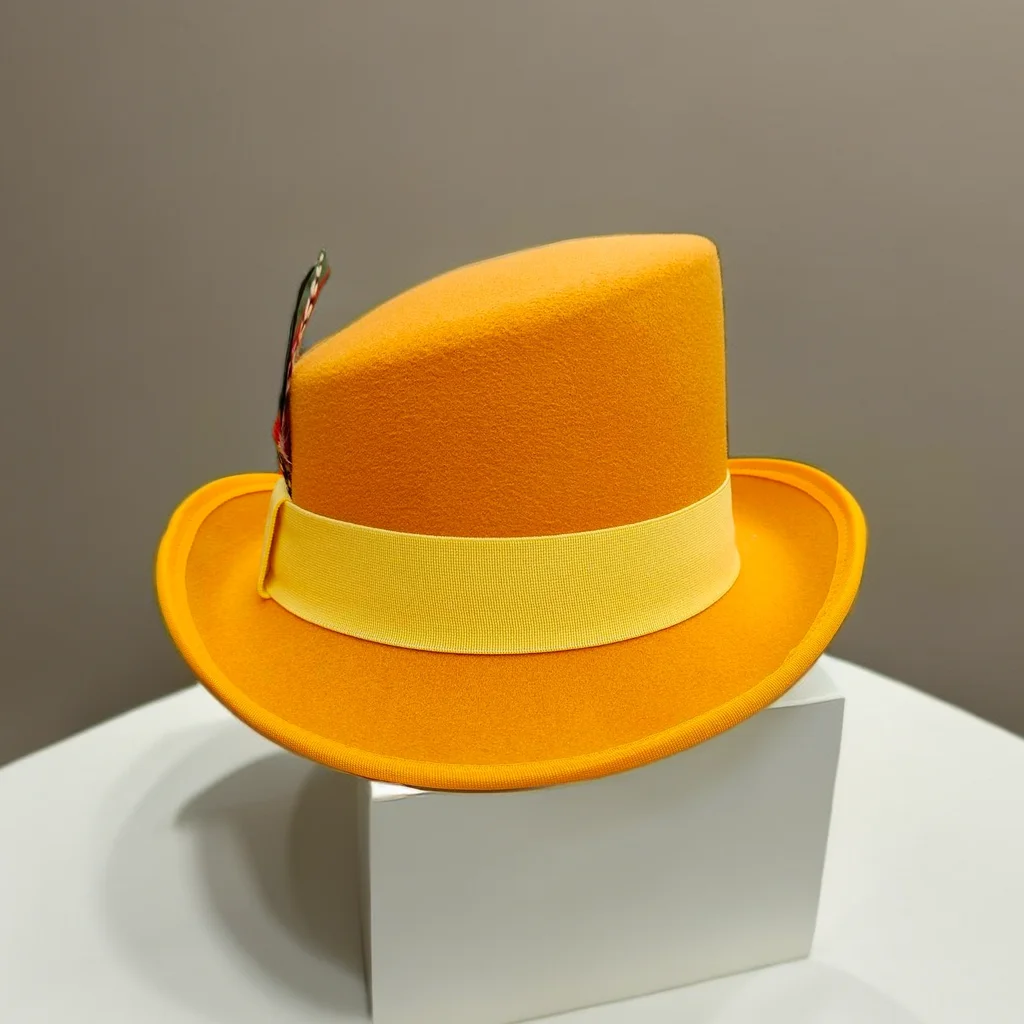 

Sombrero hombre Yellow 2023 New High Top Fedora Unisex Men's Round Top Hat British Top Hat Autumn and Winter Magic Hat