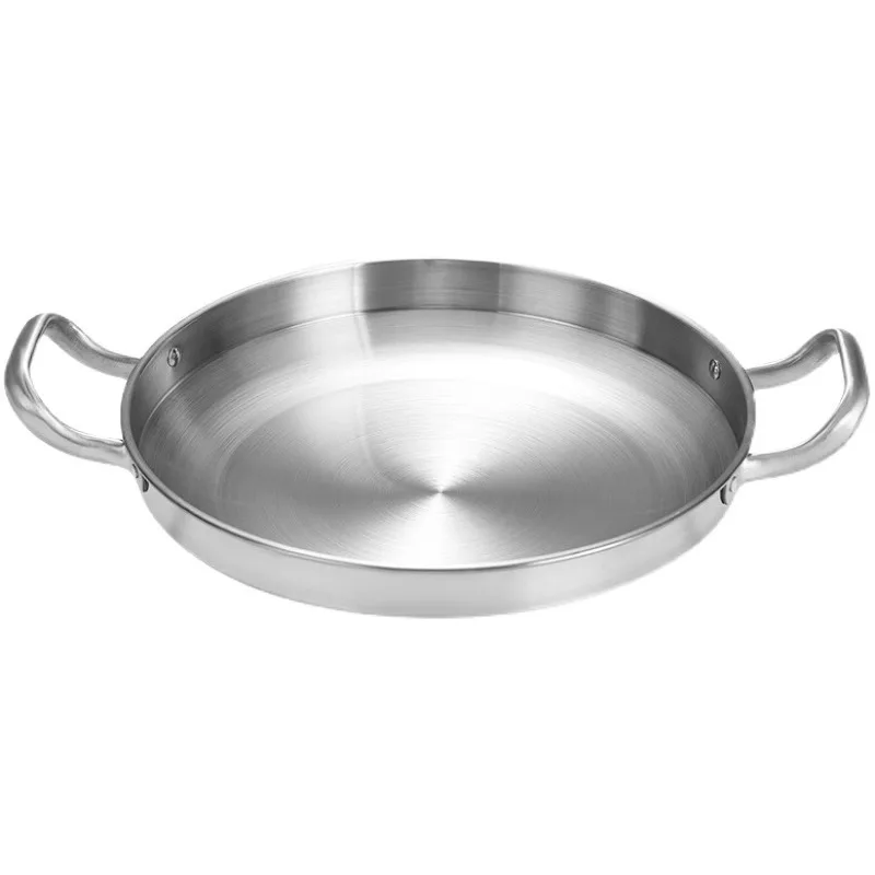 Thick Stainless Steel Seafood Sizzling Pot Commercial Dry Pot with Alcohol Furnace for Restaurant