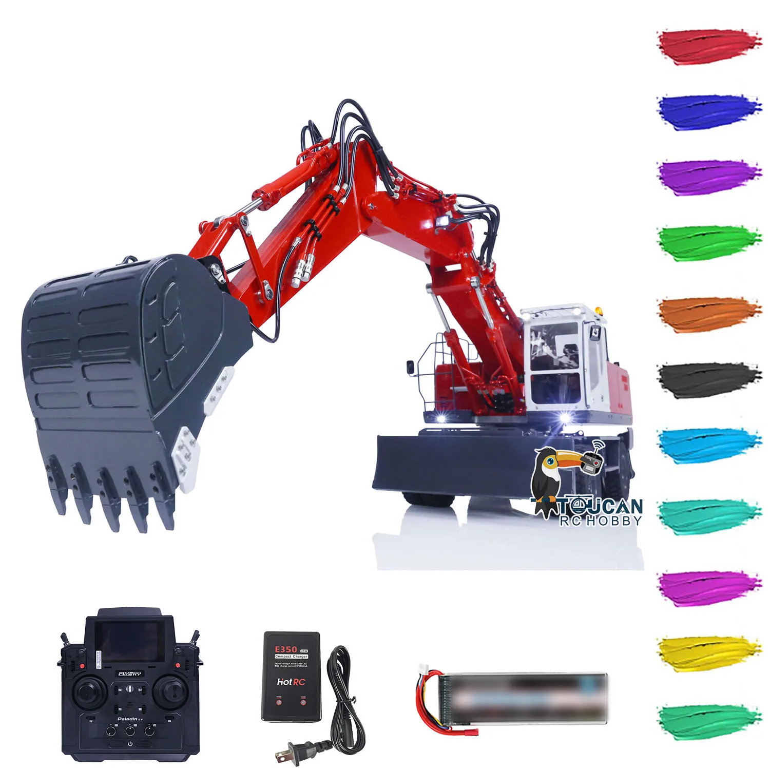 LESU 1/14 3 Arms RC Hydraulic Wheeled Excavator ET30H TOUCAN Painted RTR 7CH Diggers With PL18EV Remote Control THZH1619-SMT9