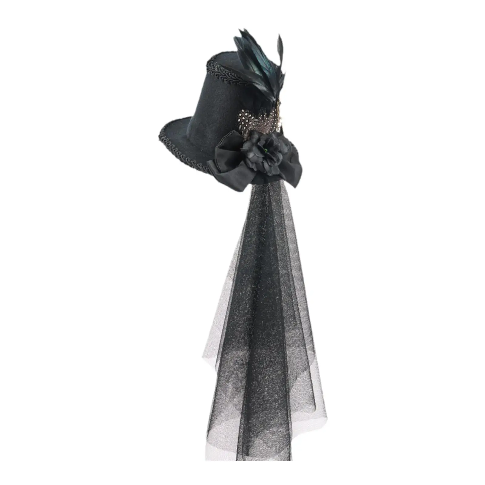 Steampunk Top Hat Lace Gauze Costume Accessory Cosplay Cocktail Hat Hair Clip for Women Men Party Adults Halloween Masquerade