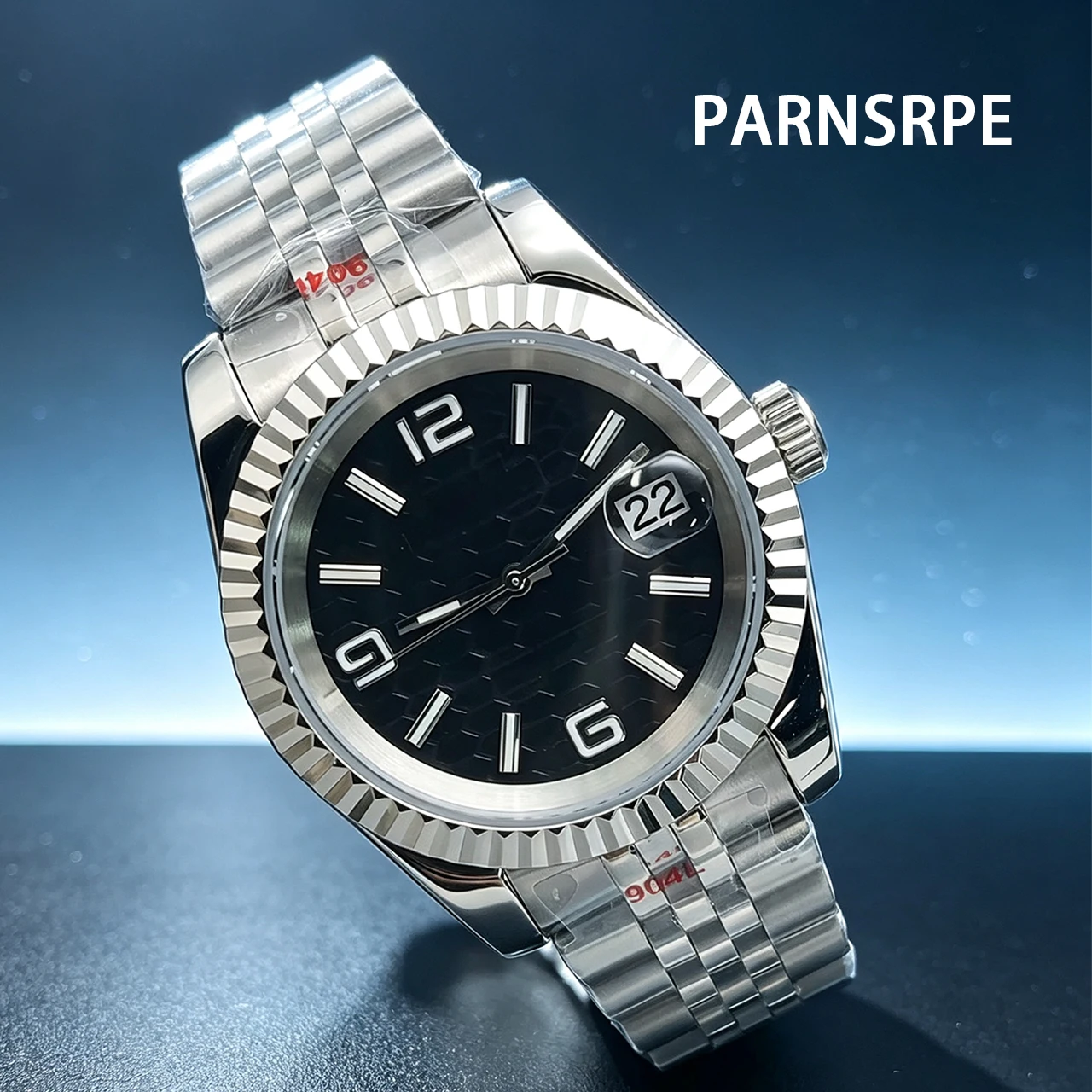 PARNSRPE NH35 39mm Diamond Texture Dial Men's Watch, Luminous Date Display Sapphire Crystal 50M Waterproof, Hot Sale Fashion