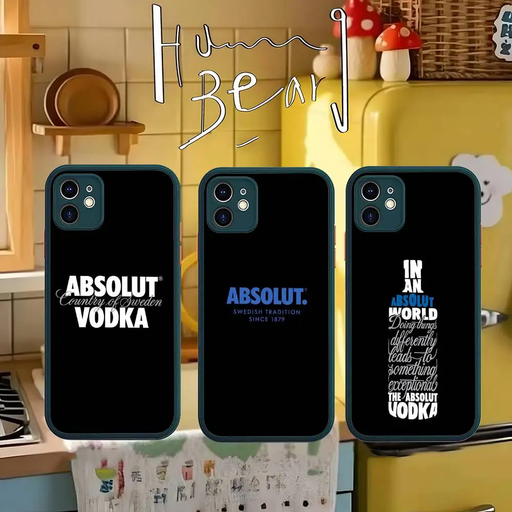 Coque de téléphone COOL A-AbsolutS V-VodkaS pour iPhone 16 15 14 11 12 13 Pro Max Plus 12 XS Max, coque arrière mate